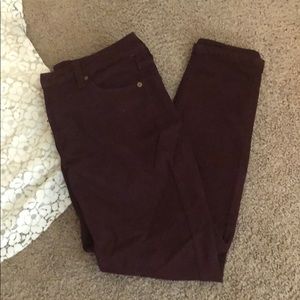 Stylus Maroon skinny ankle jeans